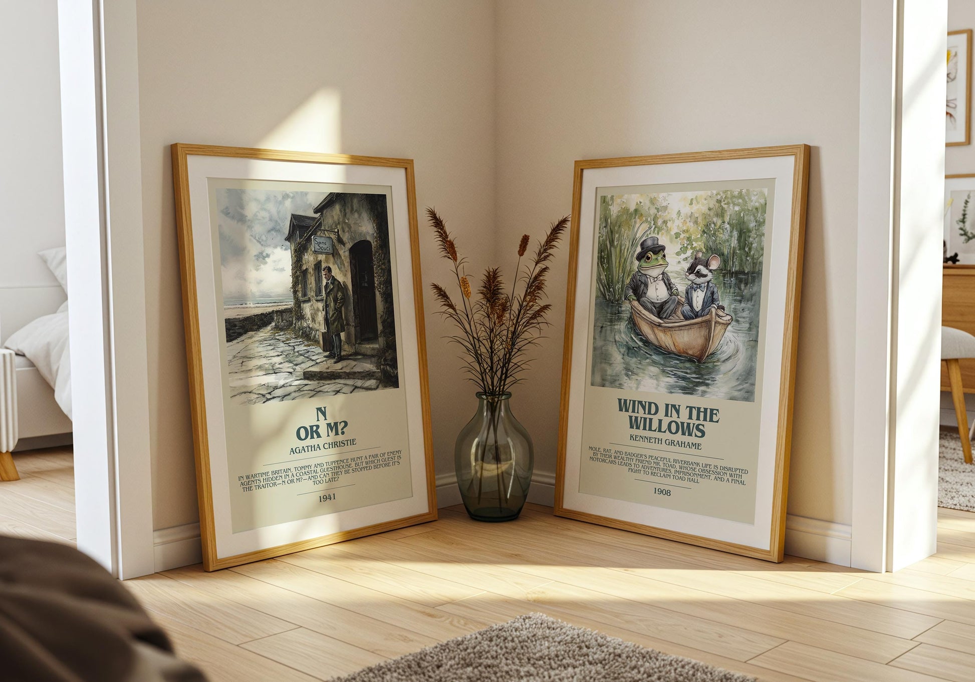 N Or M? bookish poster paired in gallery wall – literary art prints