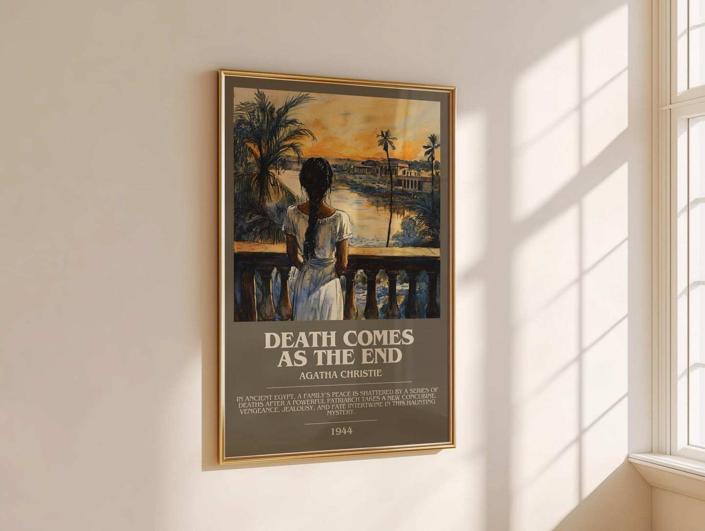 Death Comes as the End bookish book poster framed on wall – mystery wall art