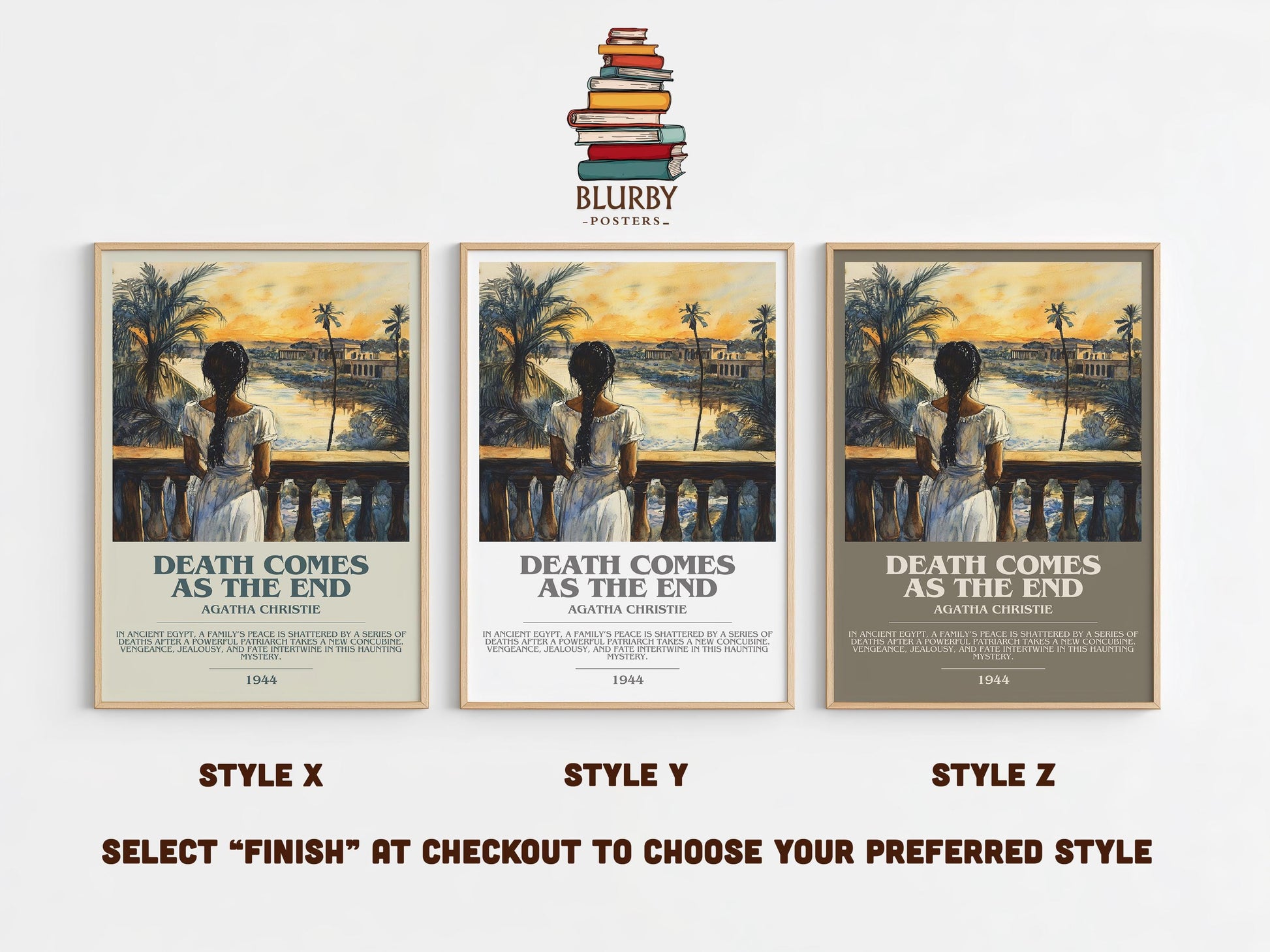 Death Comes as the End bookish poster colour and style options – Agatha Christie book art