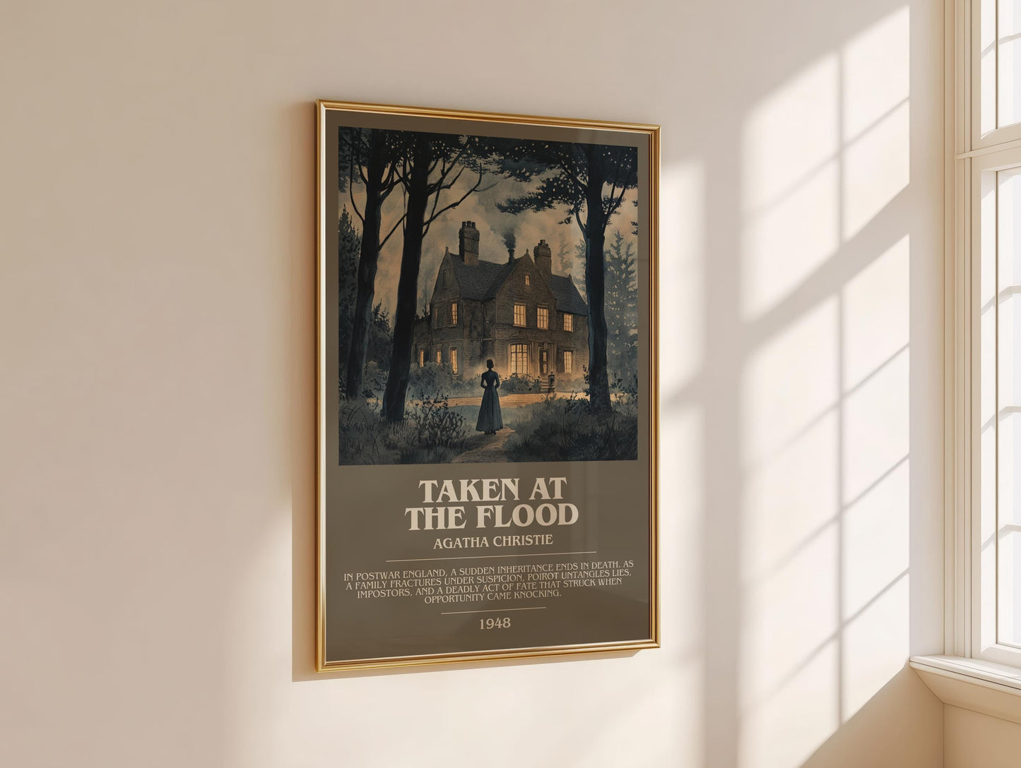 Taken at the Flood bookish book poster framed on wall – mystery wall art