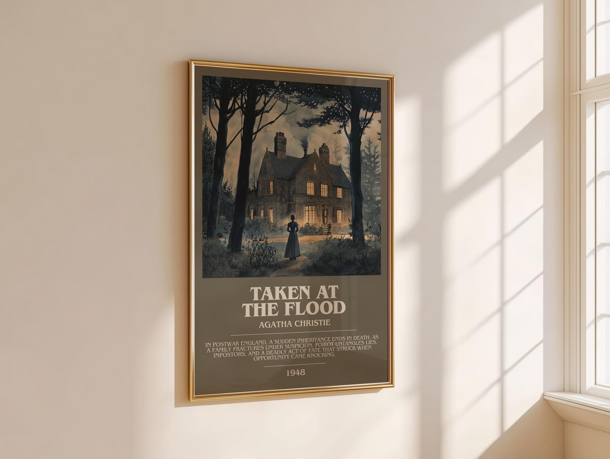 Taken at the Flood bookish book poster framed on wall – mystery wall art