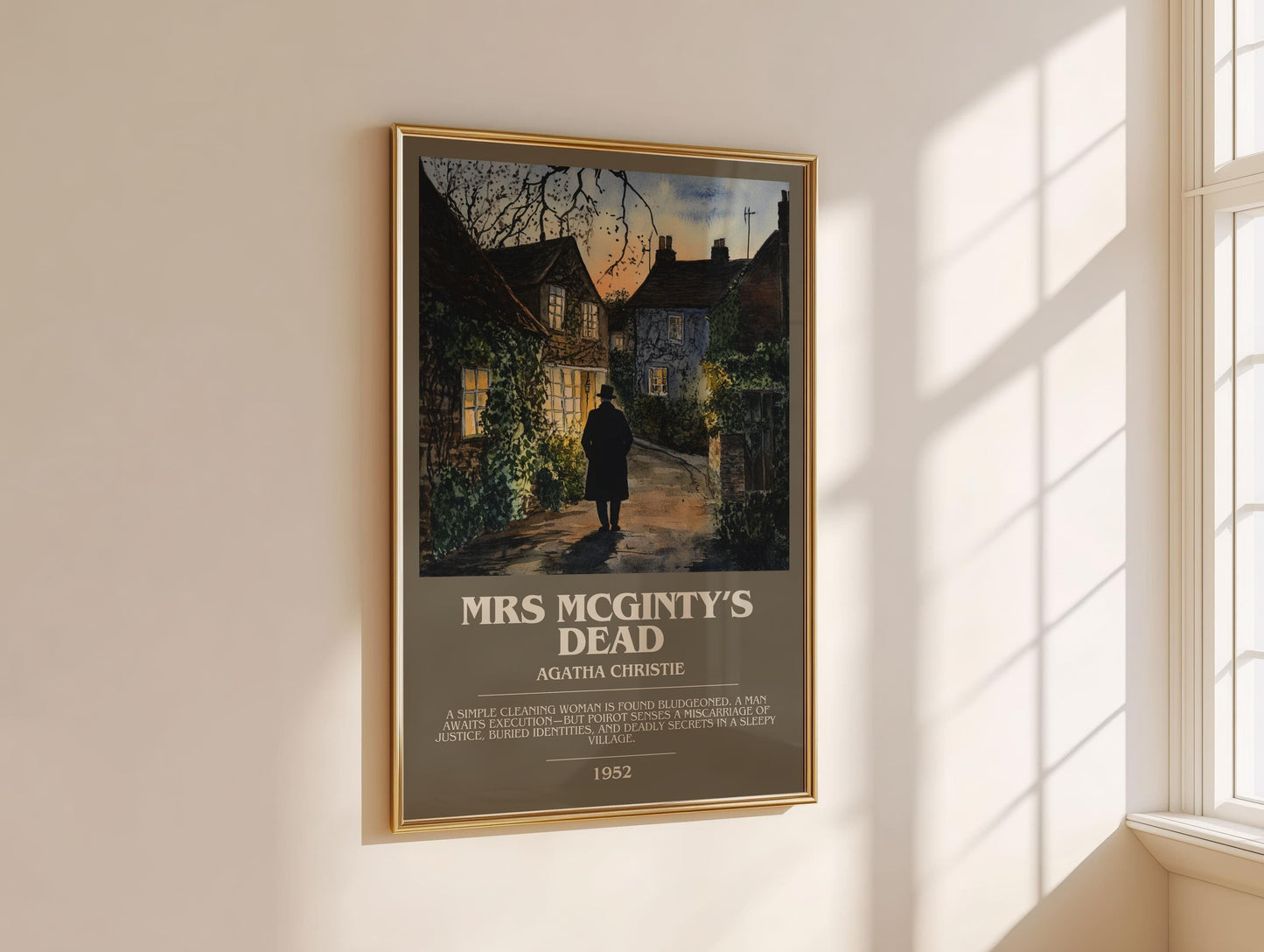 Mrs McGinty's Dead bookish book poster framed on wall – mystery wall art
