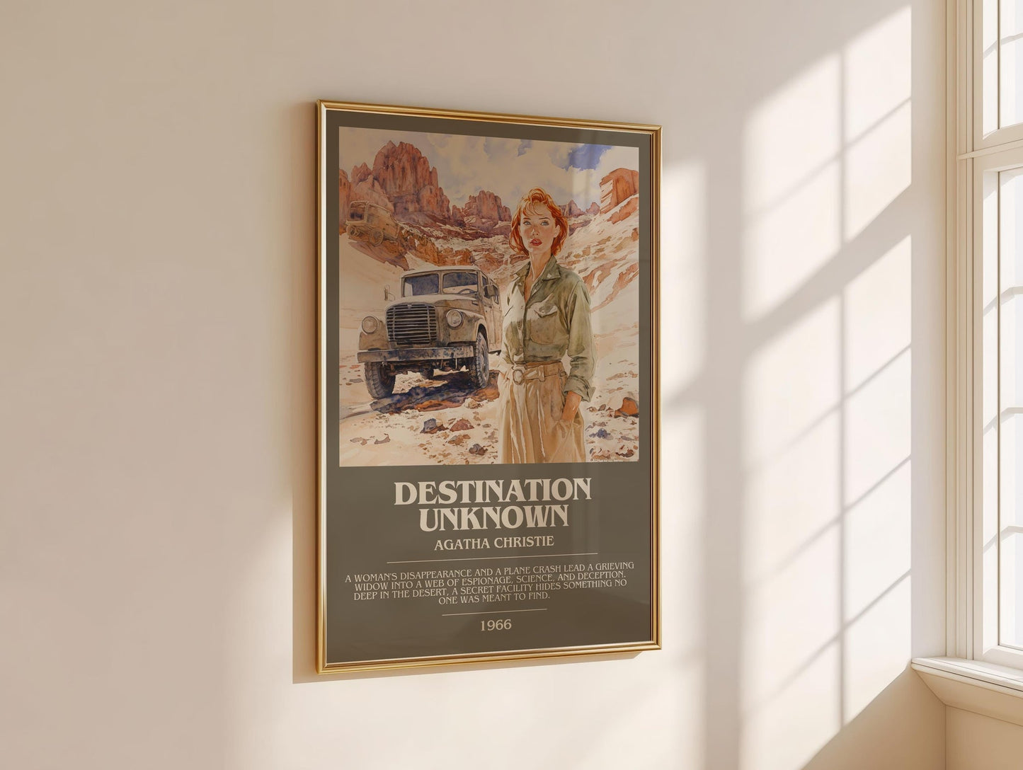 Destination Unknown bookish book poster framed on wall – mystery wall art