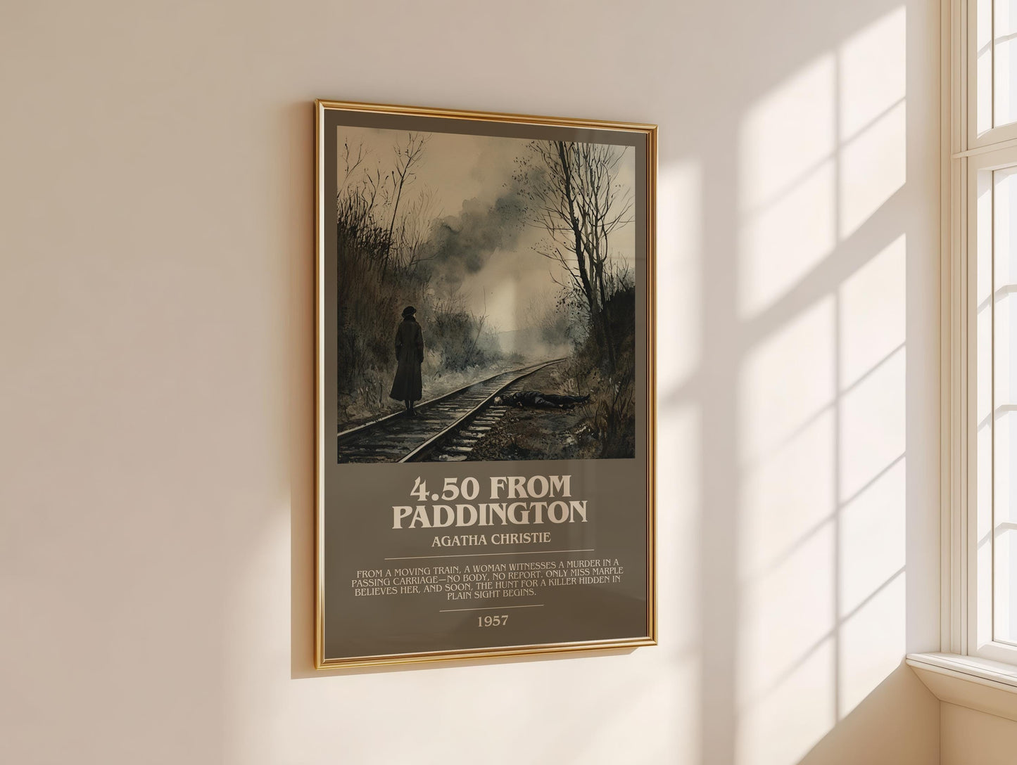 4.50 from Paddington bookish book poster framed on wall – mystery wall art