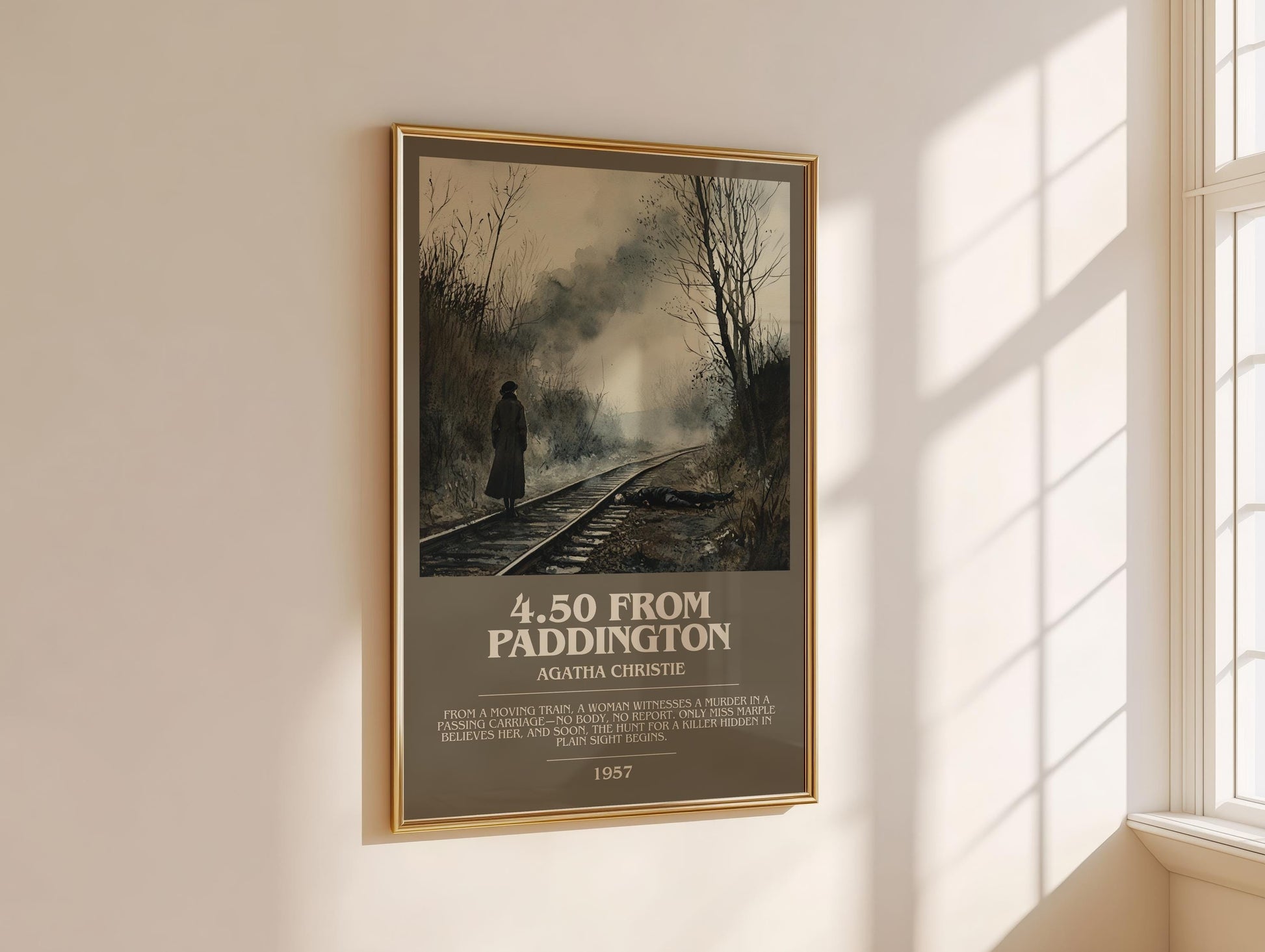 4.50 from Paddington bookish book poster framed on wall – mystery wall art