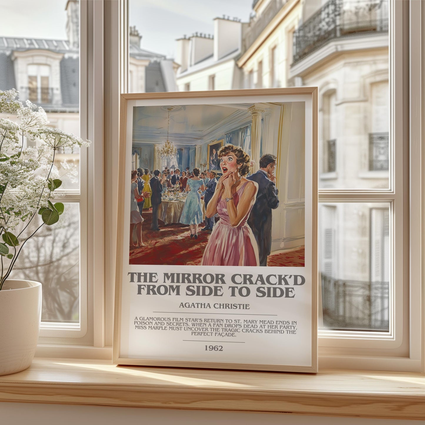 The Mirror Crack'd from Side to Side bookish print framed by window – literary home decor