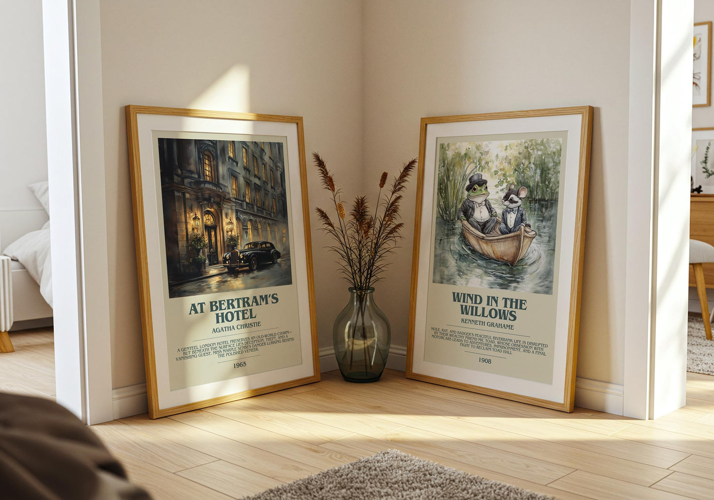 At Bertram's Hotel bookish poster paired in gallery wall – literary art prints