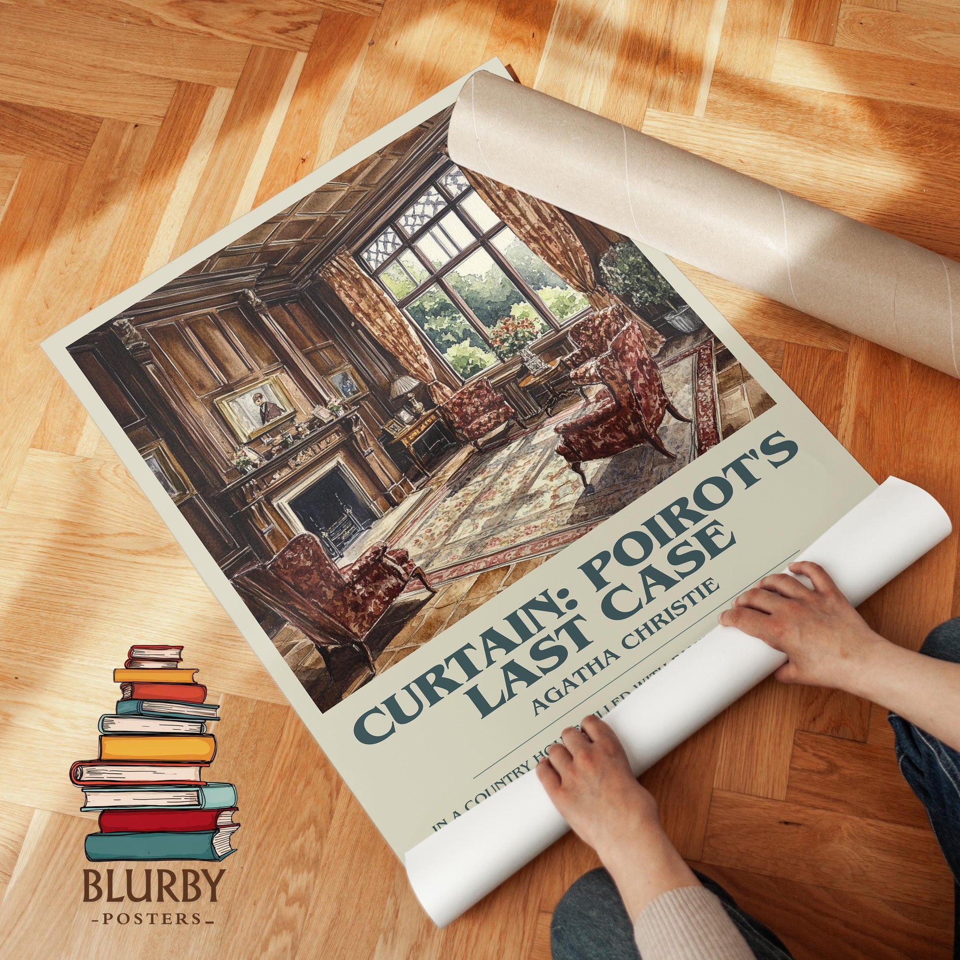 Curtain: Poirot's Last Case book poster packaging – museum-quality print rolled in protective tube