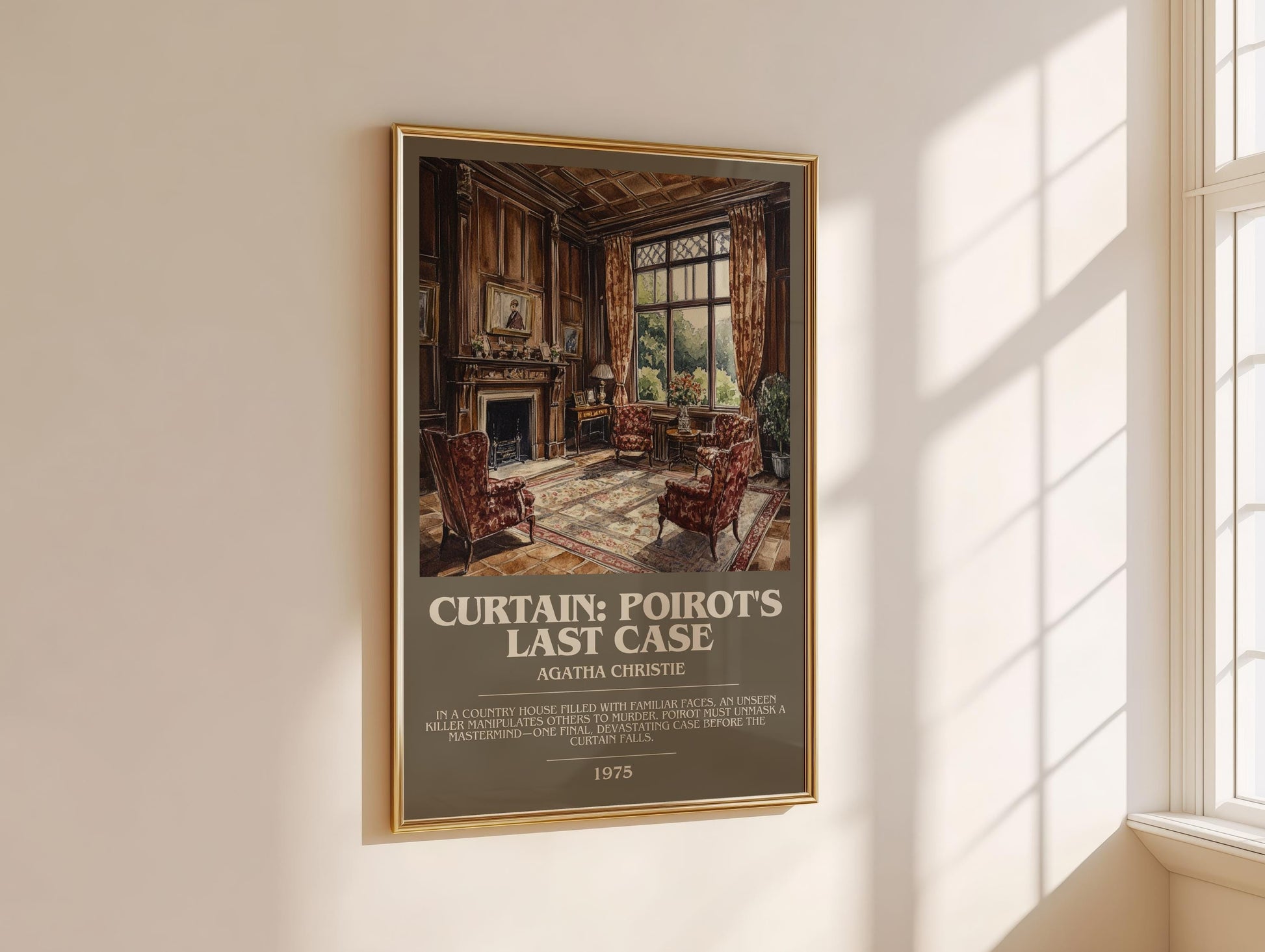 Curtain: Poirot's Last Case bookish book poster framed on wall – mystery wall art