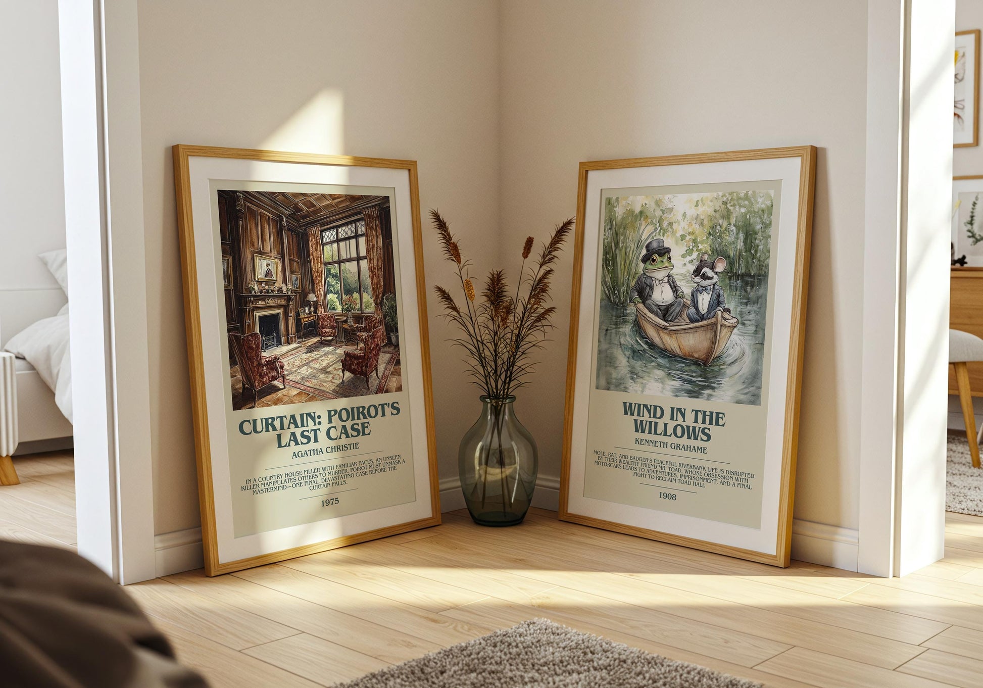 Curtain: Poirot's Last Case bookish poster paired in gallery wall – literary art prints