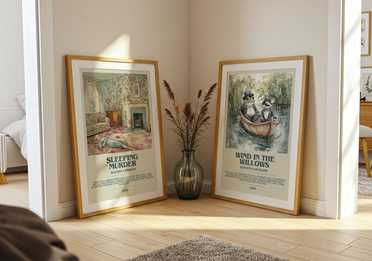 Sleeping Murder bookish poster paired in gallery wall – literary art prints