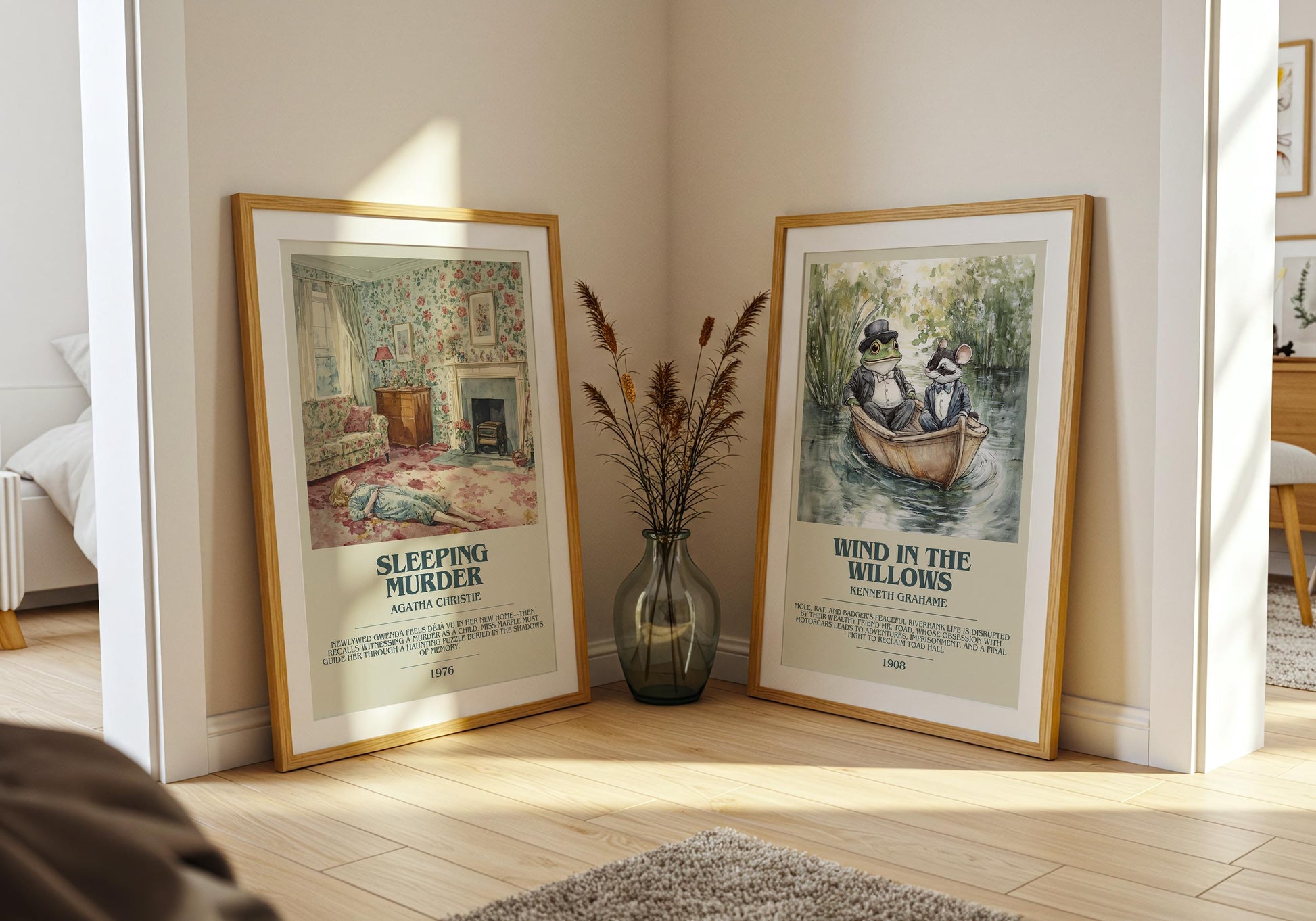 Sleeping Murder bookish poster paired in gallery wall – literary art prints