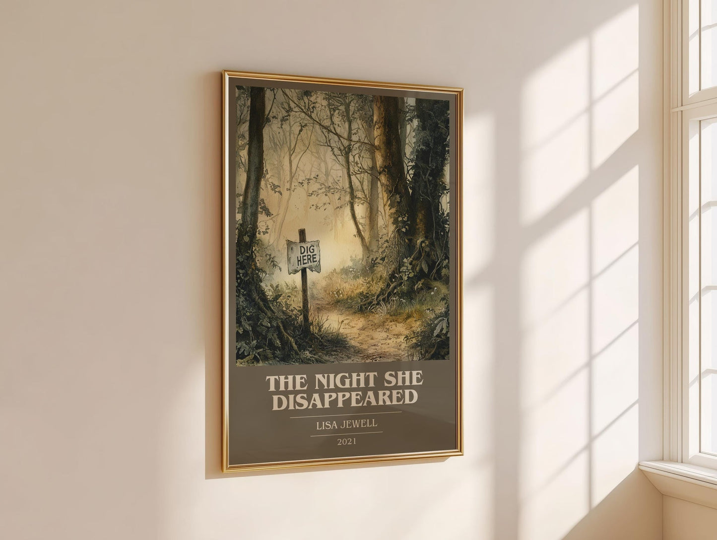 The Night She Disappeared book cover book poster framed on wall – thriller wall art
