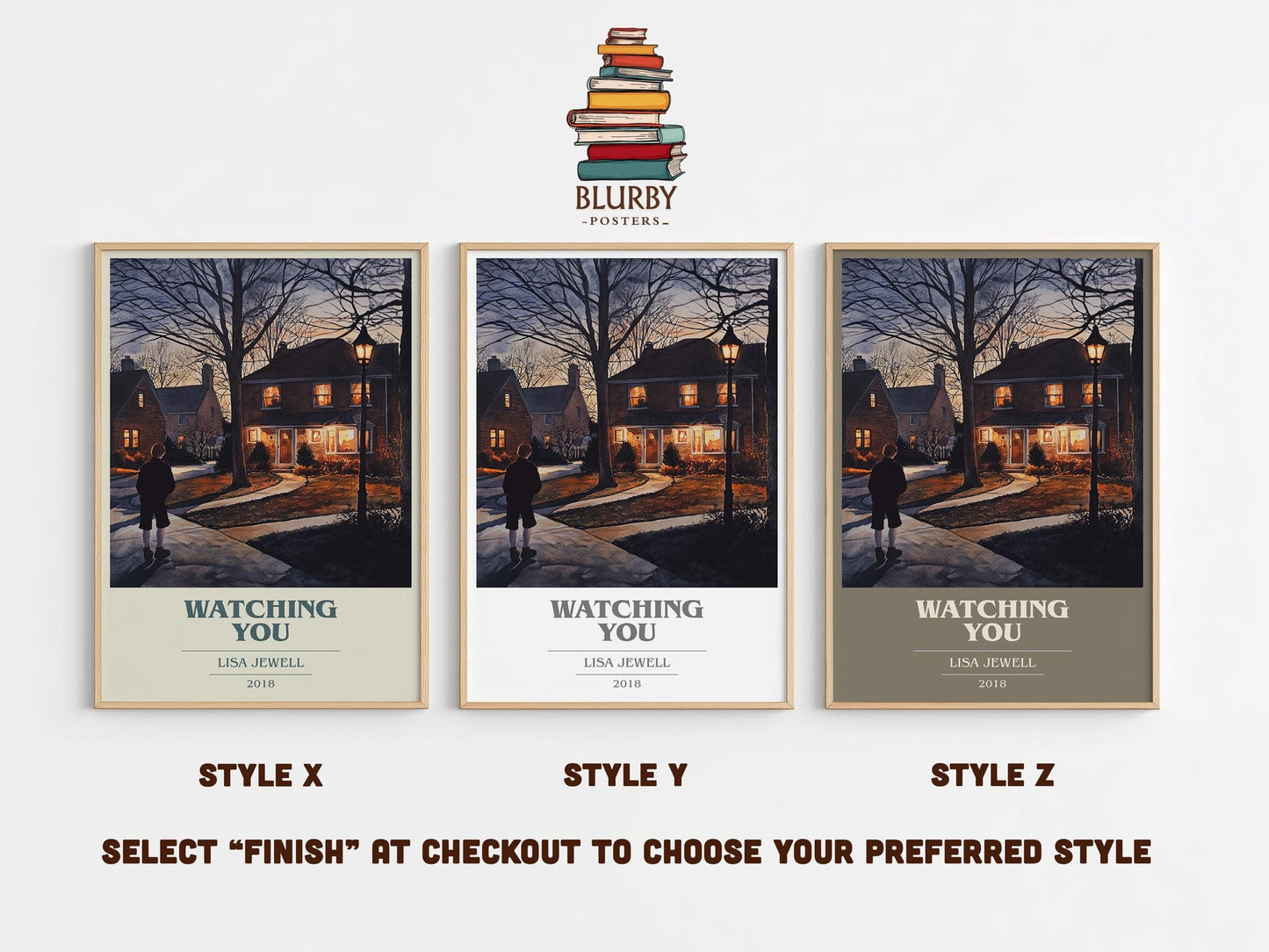Watching You book cover poster colour and style options – Lisa Jewell book art