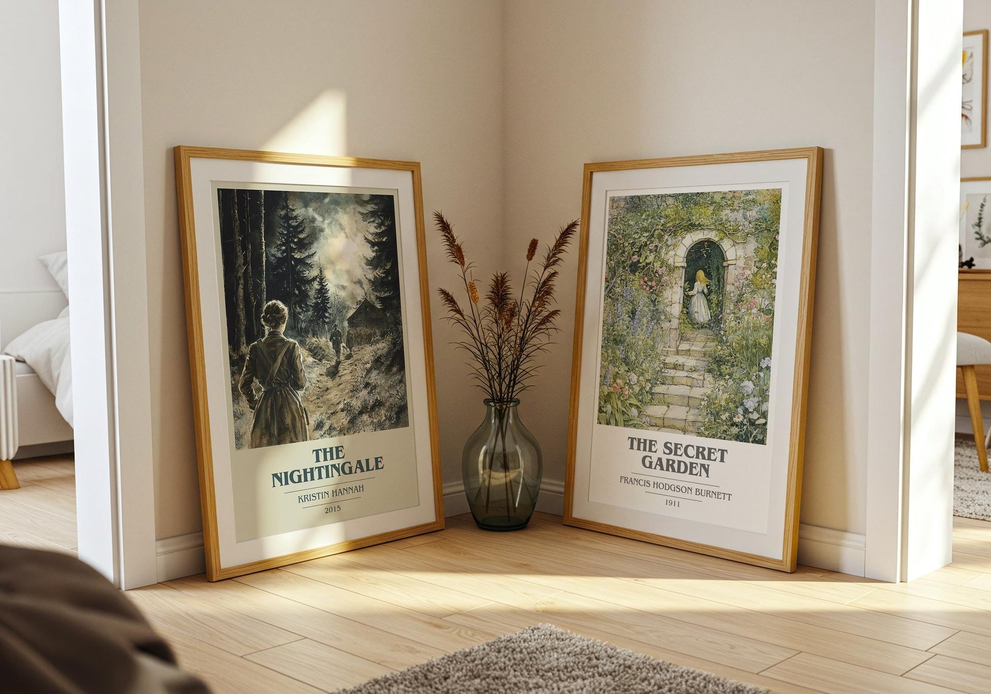 The Nightingale book cover poster paired in gallery wall – literary art prints