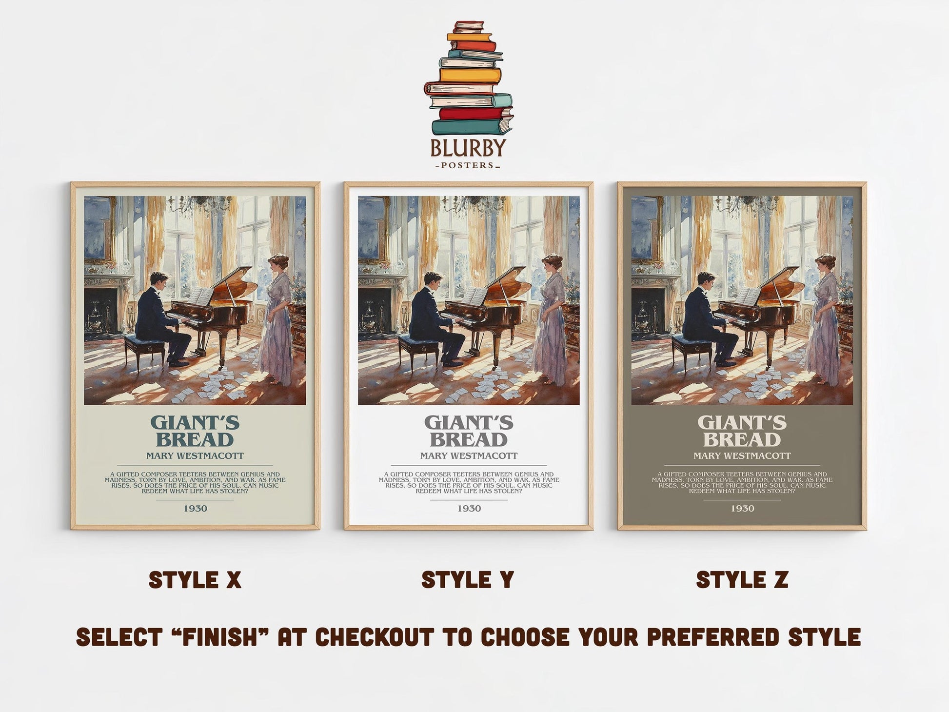 Giant’s Bread bookish poster colour and style options – Mary Westmacott book art