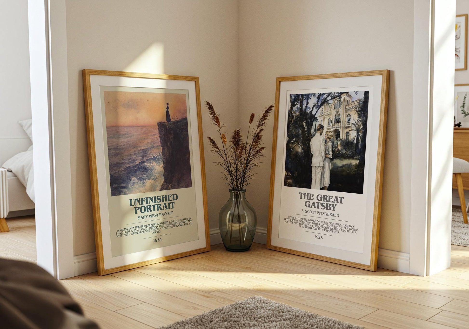 Unfinished Portrait bookish poster paired in gallery wall – literary art prints