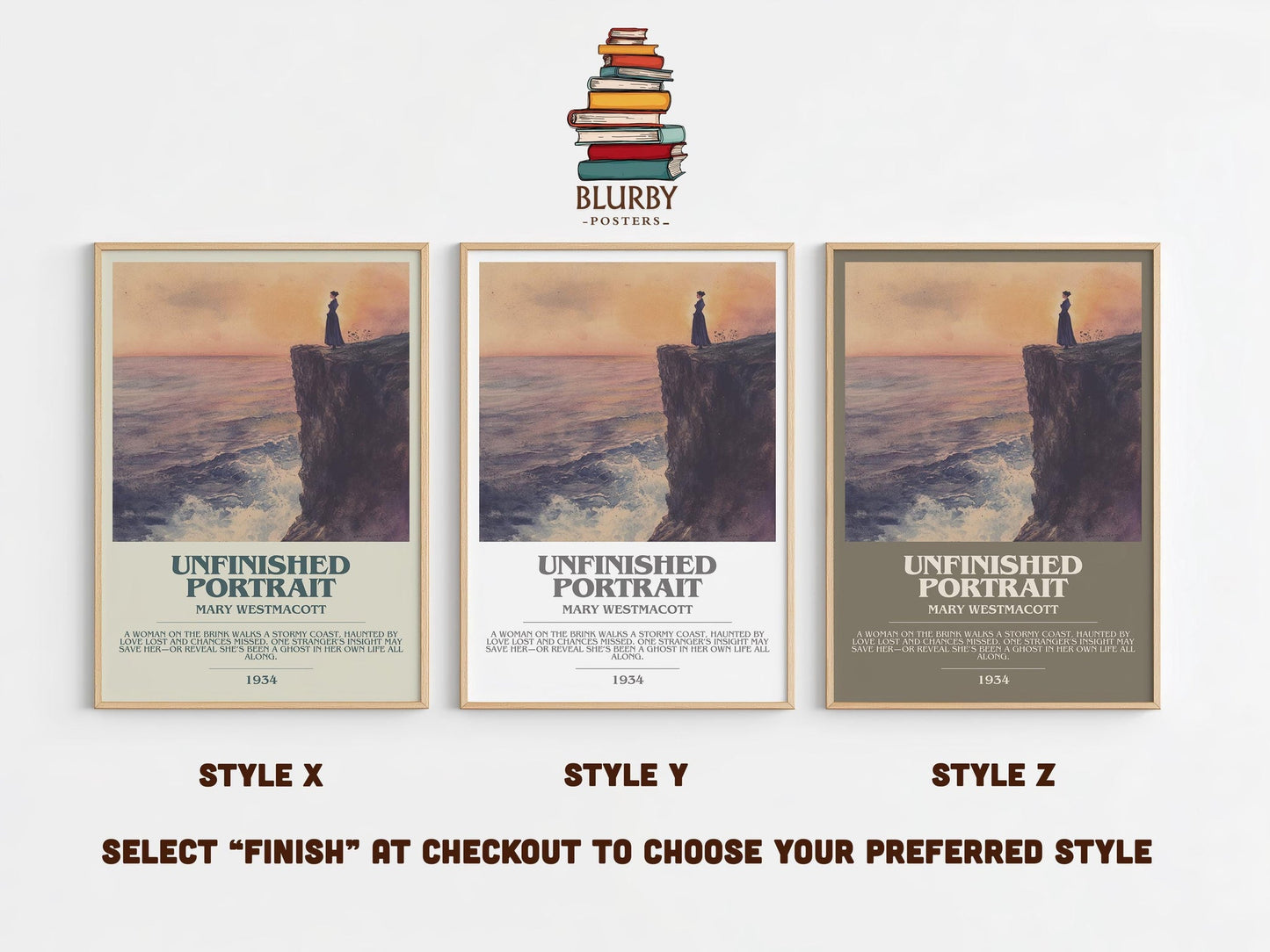 Unfinished Portrait bookish poster colour and style options – Mary Westmacott book art