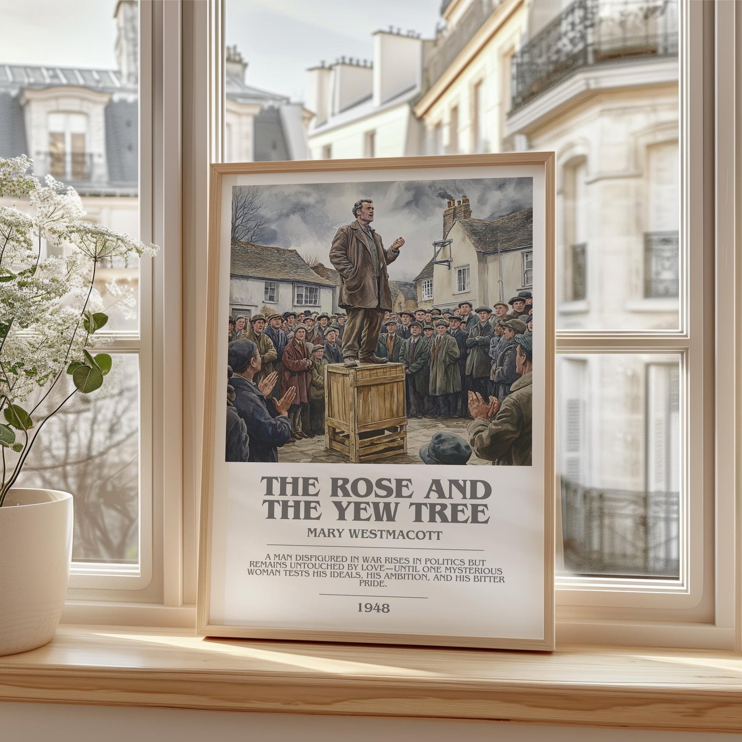 The Rose And The Yew Tree bookish print framed by window – literary home decor