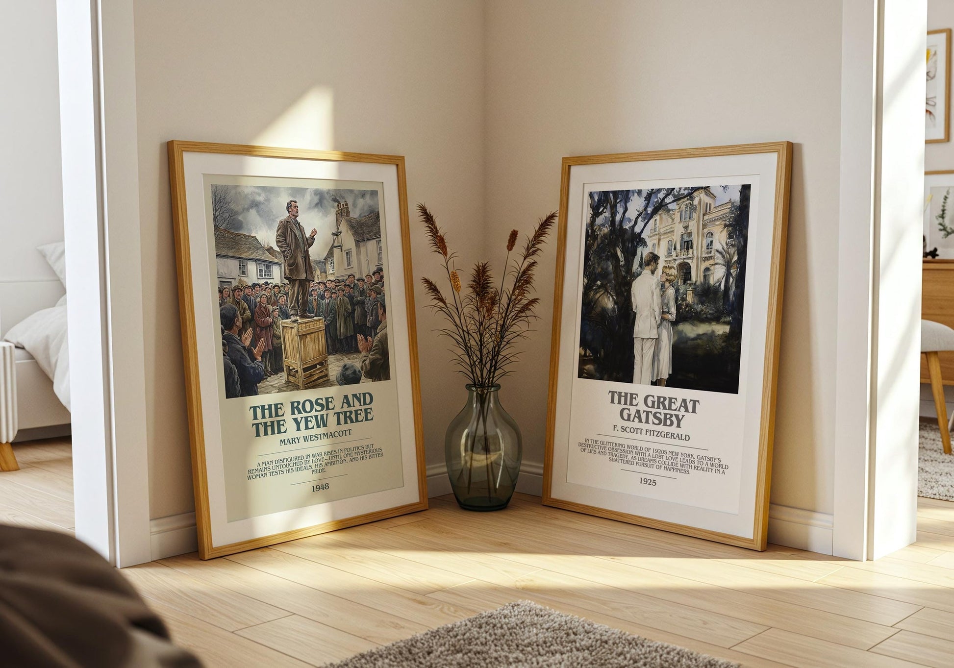 The Rose And The Yew Tree bookish poster paired in gallery wall – literary art prints