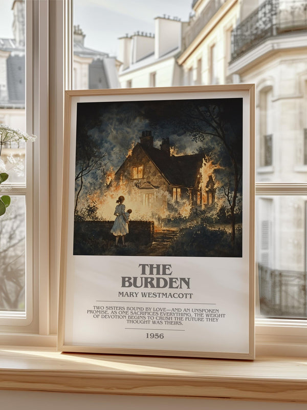 The Burden bookish print framed by window – literary home decor