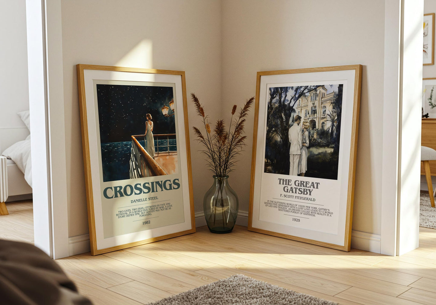 Crossings bookish poster paired in gallery wall – literary art prints