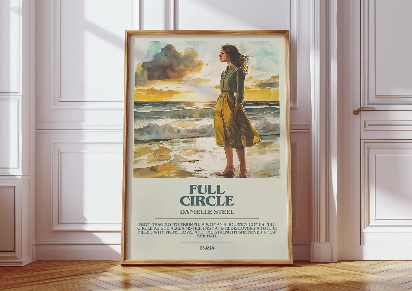 Full Circle bookish print in frame leaning in hallway – romance wall art