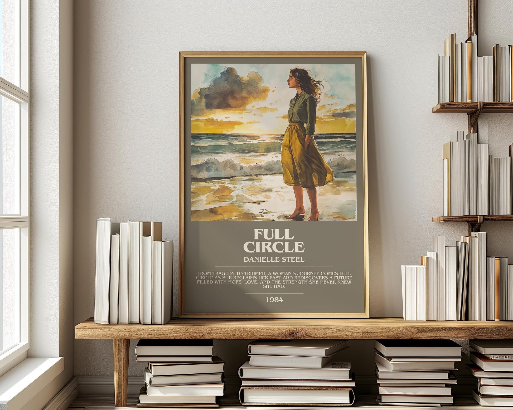 Full Circle bookish print on bookshelf – Danielle Steel fan gift