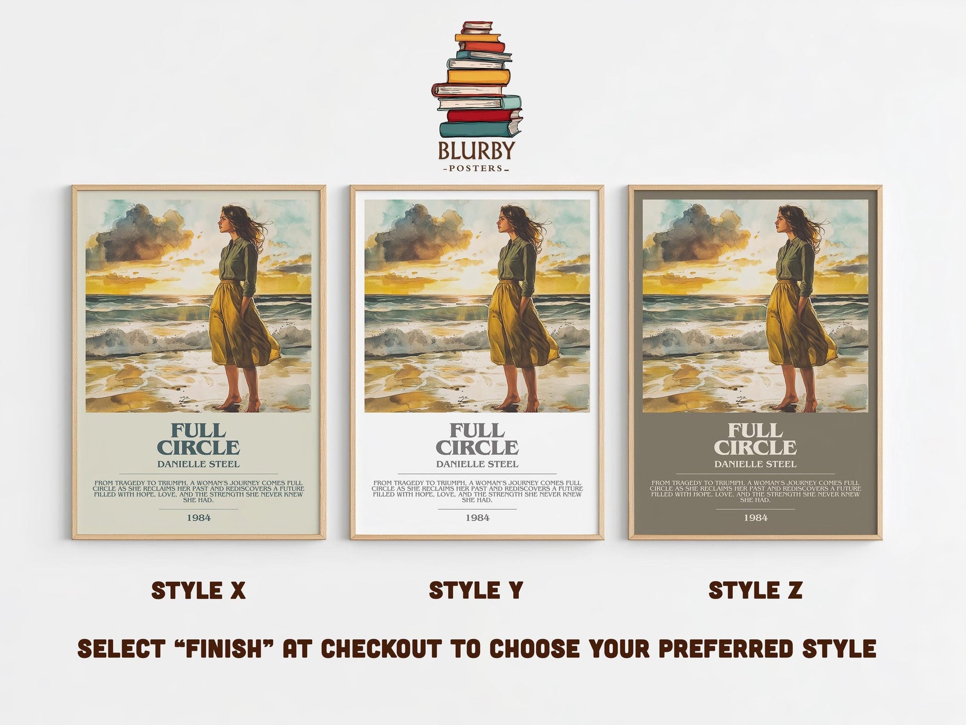Full Circle bookish poster colour and style options – Danielle Steel book art