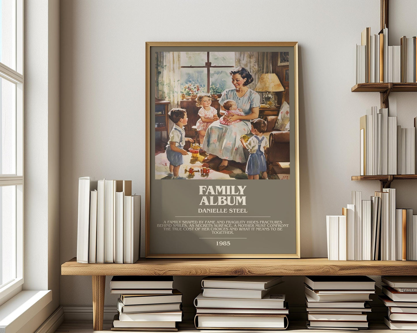 Family Album bookish print on bookshelf – Danielle Steel fan gift