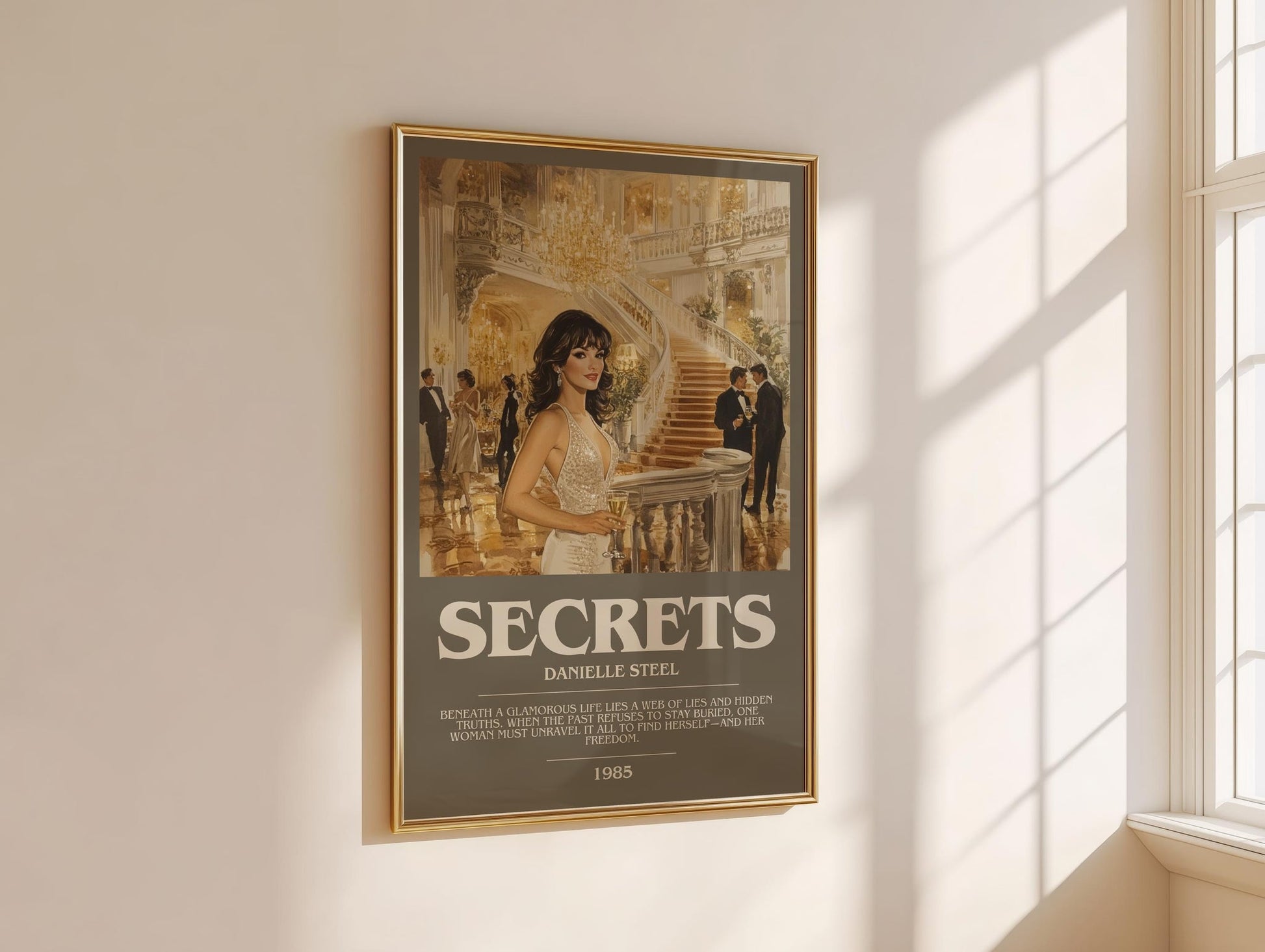 Secrets bookish book poster framed on wall – contemporary fiction wall art
