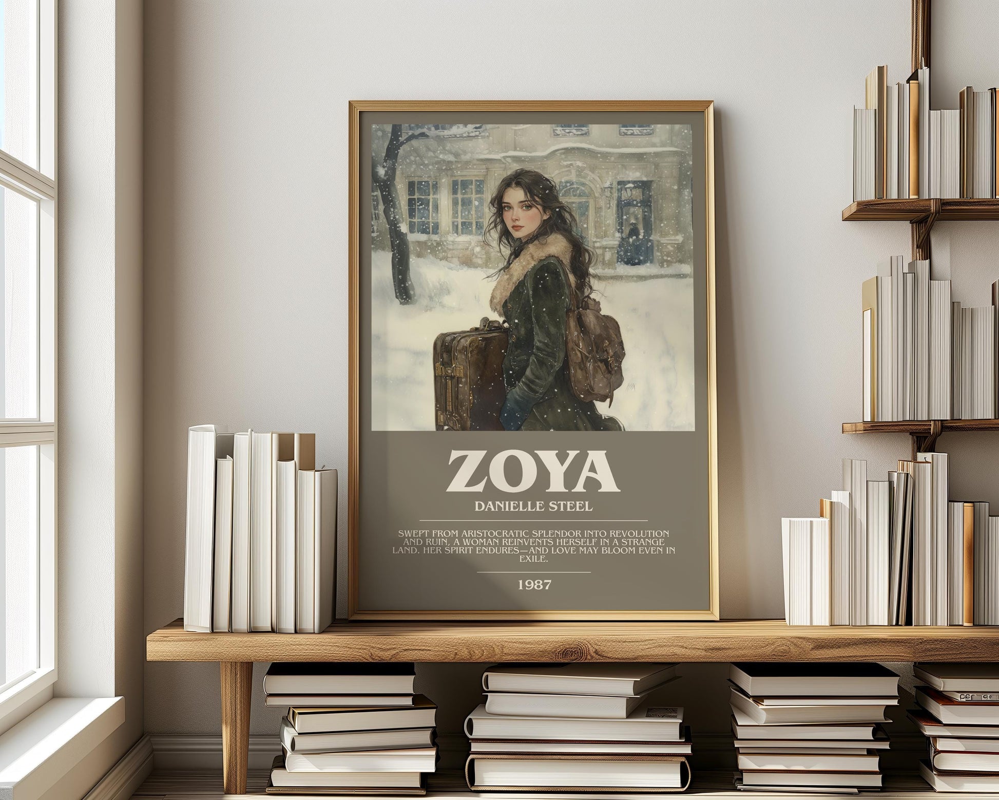Zoya bookish print on bookshelf – Danielle Steel fan gift
