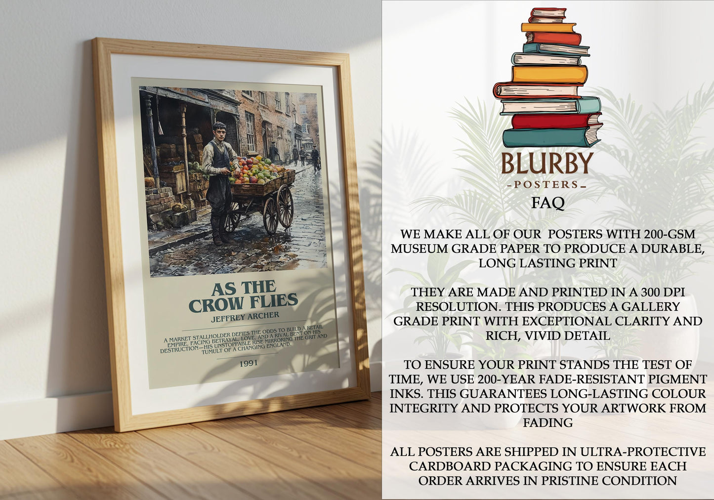 As The Crow Flies by Jeffrey Archer | Descriptive Modern Book Art | Poster