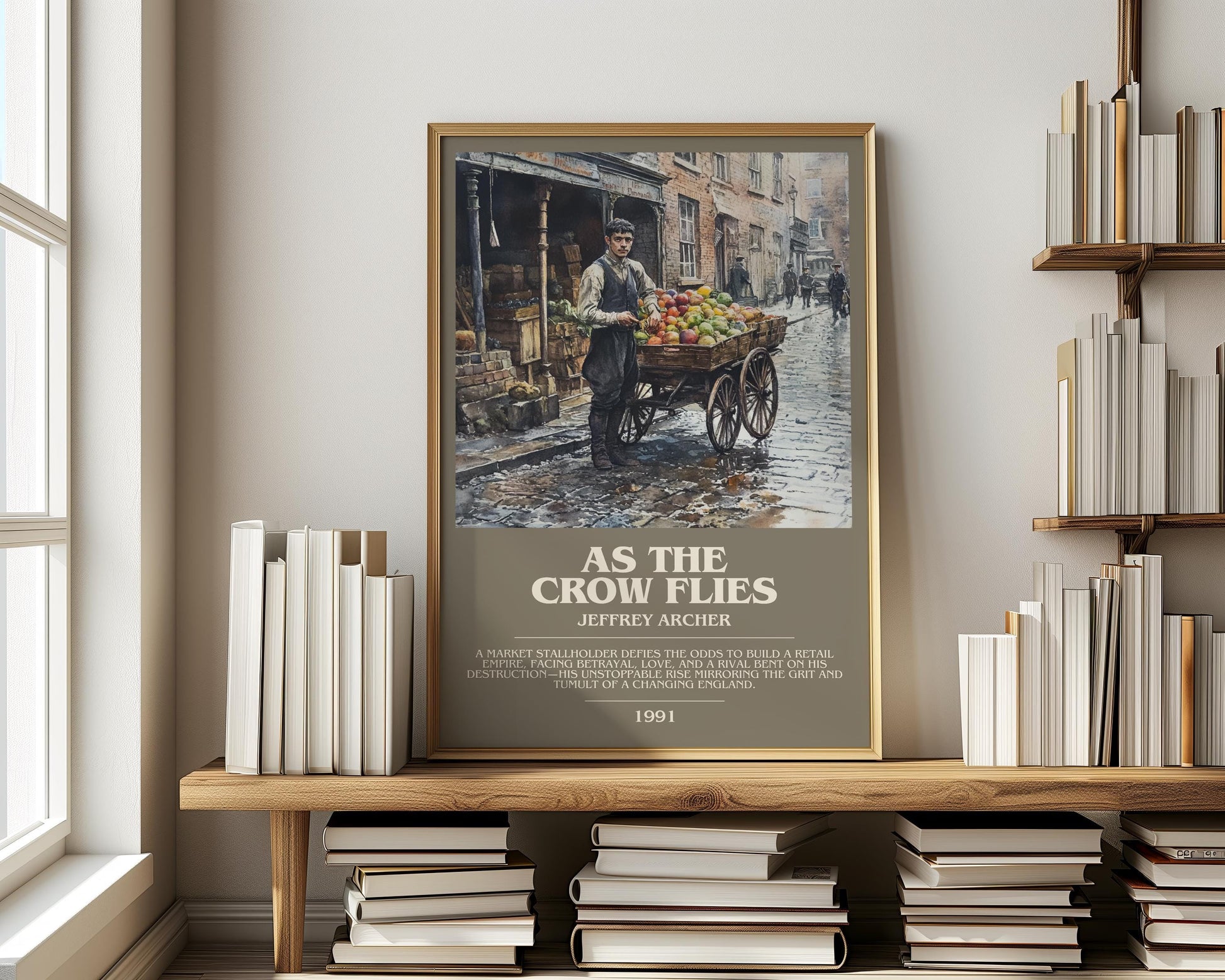 As The Crow Flies by Jeffrey Archer | Descriptive Modern Book Art | Poster