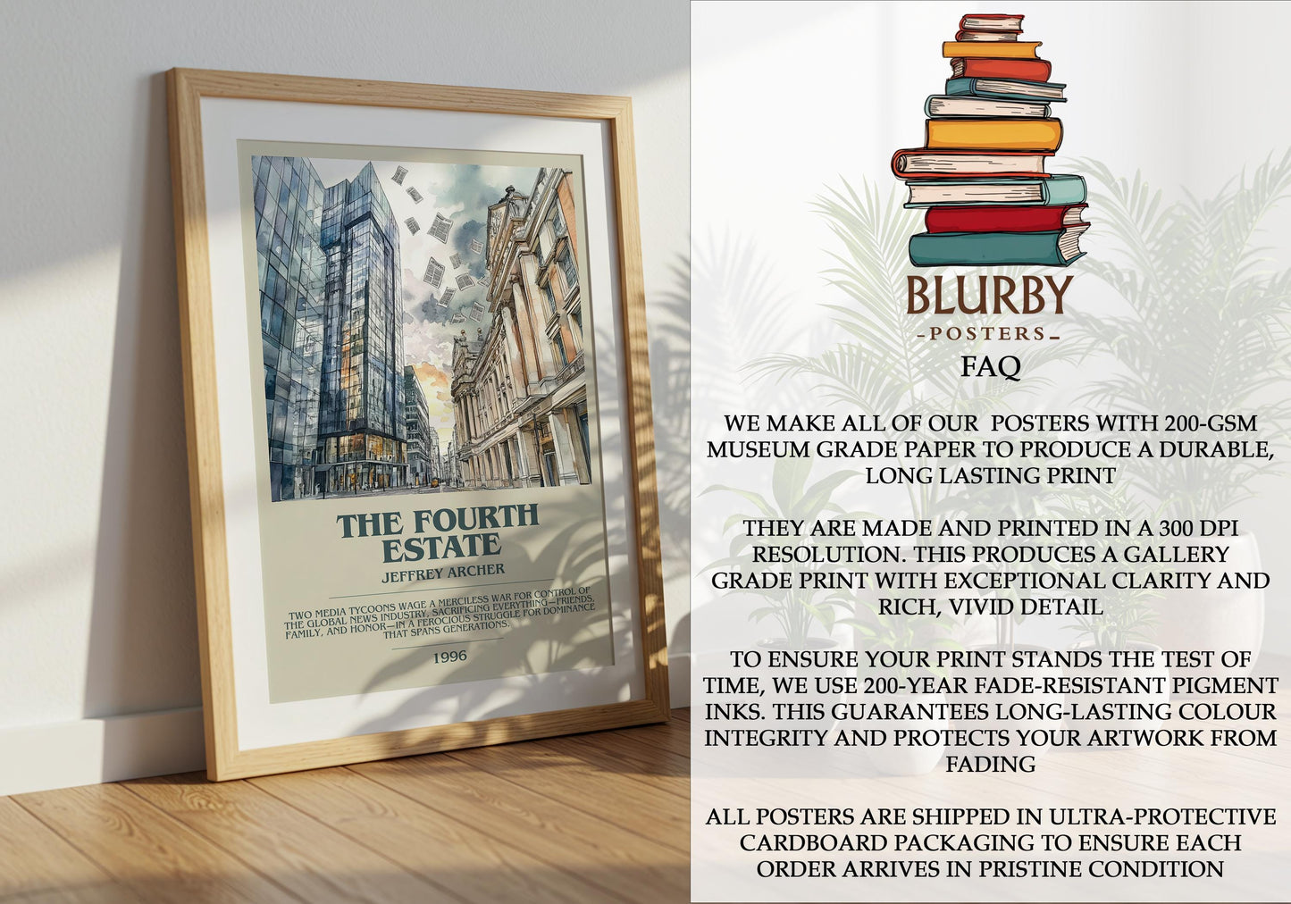 The Fourth Estate by Jeffrey Archer | Descriptive Modern Book Art | Poster