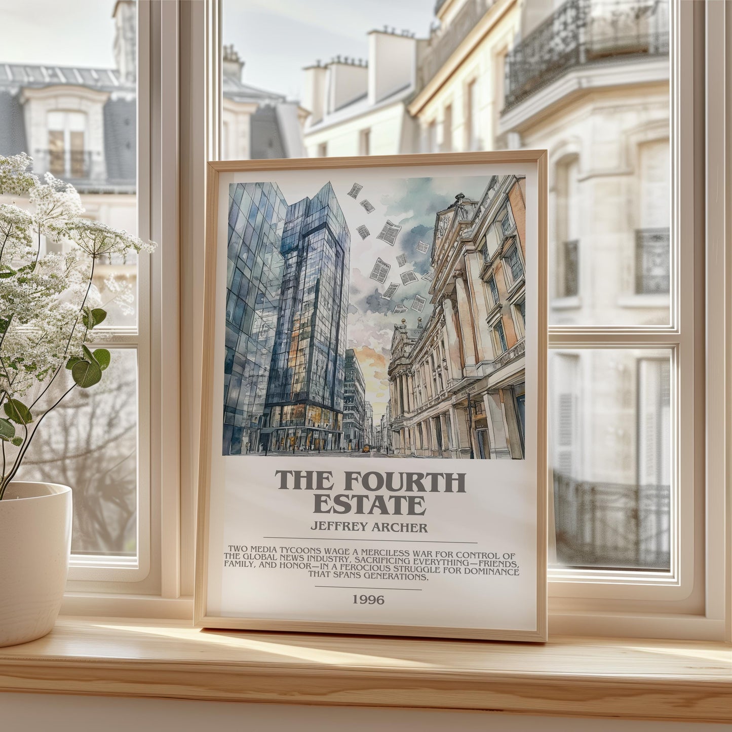 The Fourth Estate by Jeffrey Archer | Descriptive Modern Book Art | Poster