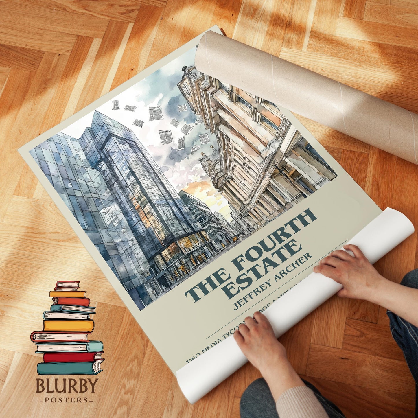 The Fourth Estate by Jeffrey Archer | Descriptive Modern Book Art | Poster