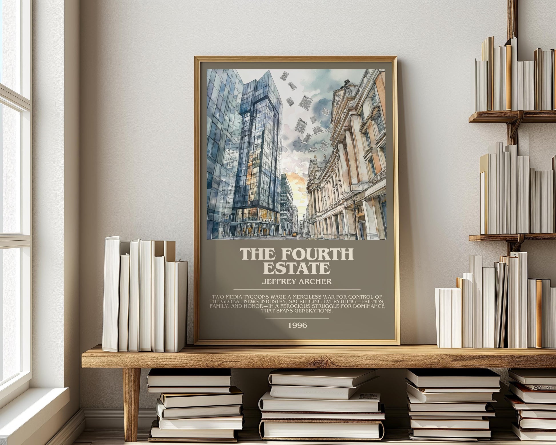 The Fourth Estate by Jeffrey Archer | Descriptive Modern Book Art | Poster