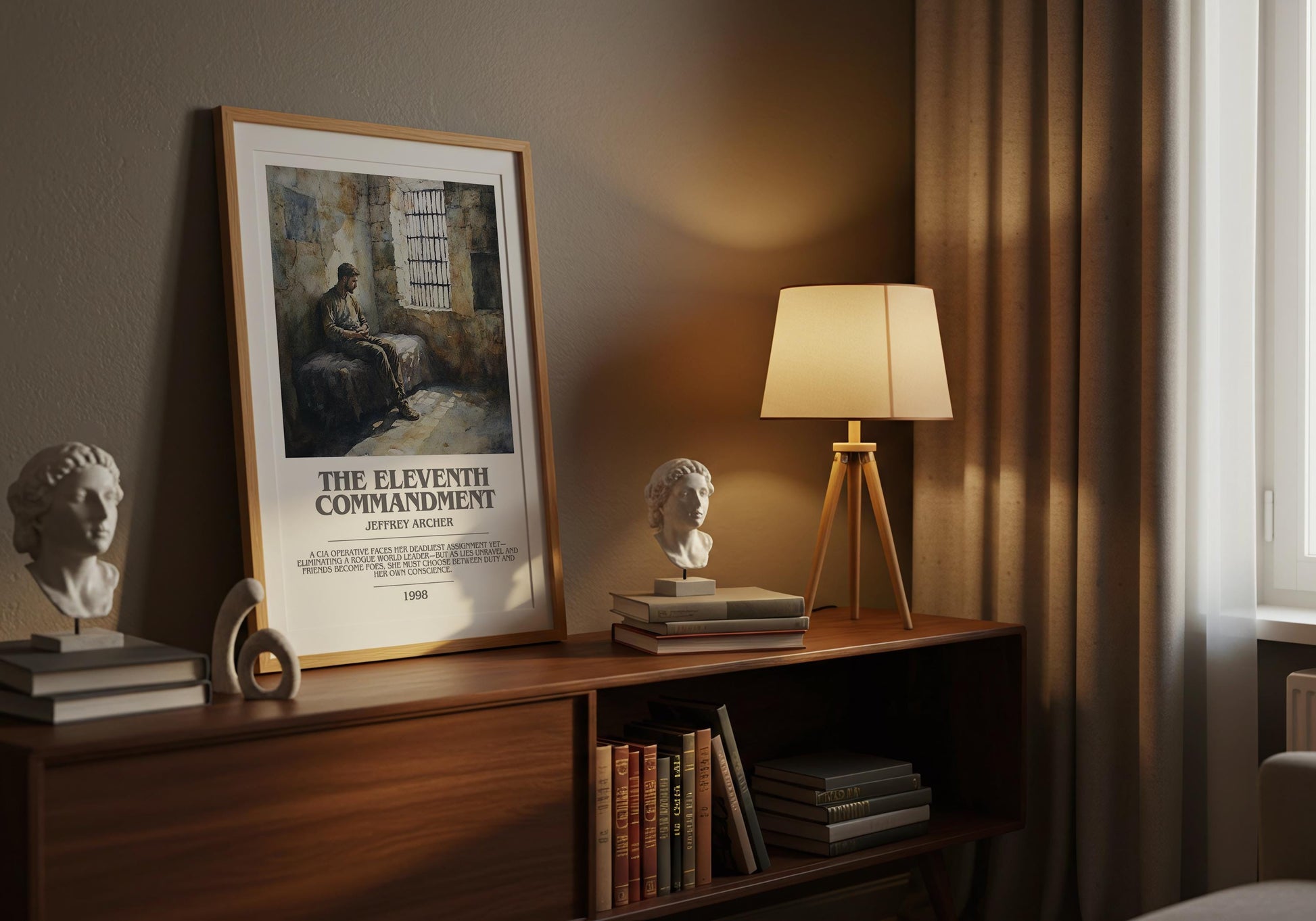 The Eleventh Commandment by Jeffrey Archer | Descriptive Modern Book Art | Poster