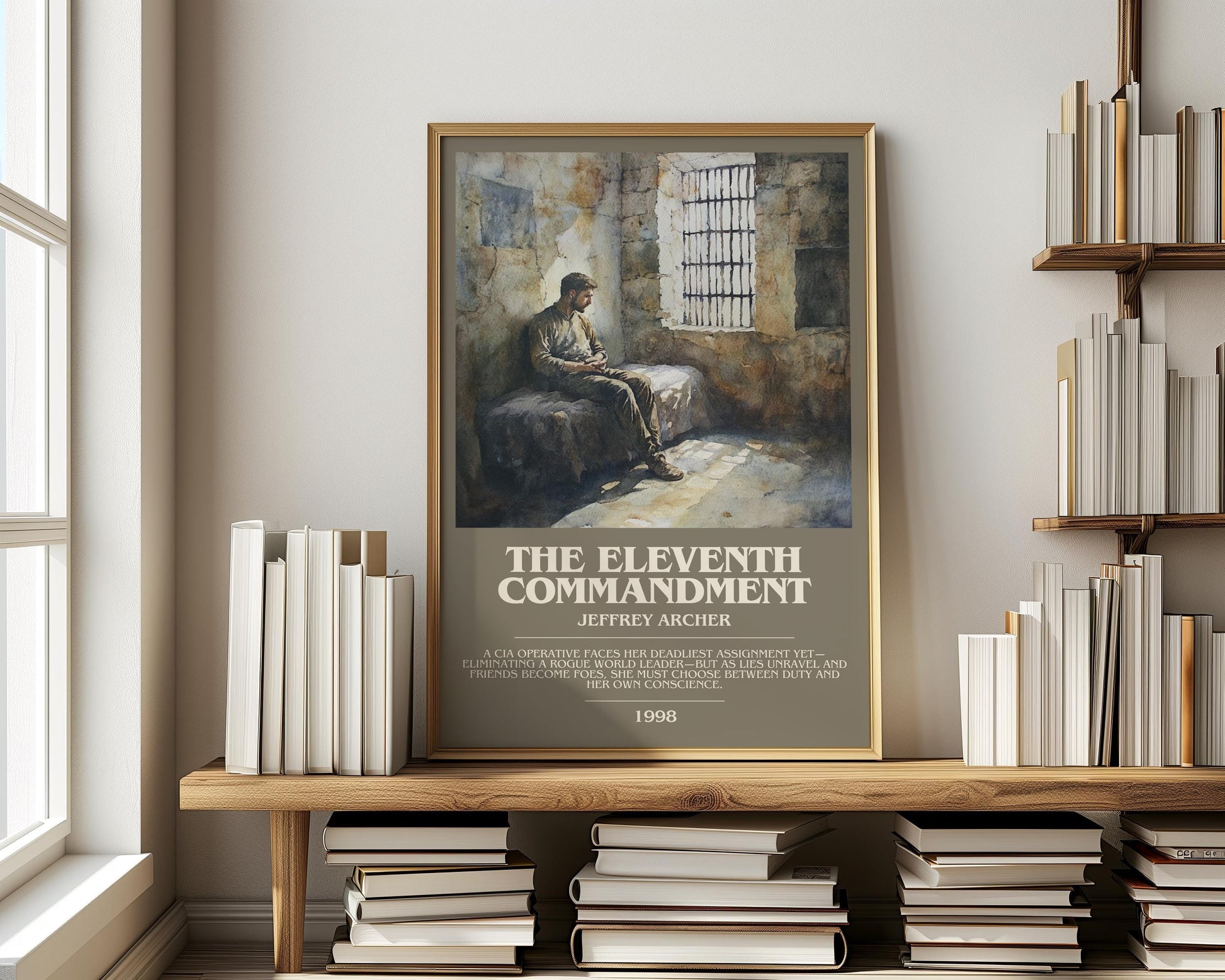 The Eleventh Commandment by Jeffrey Archer | Descriptive Modern Book Art | Poster