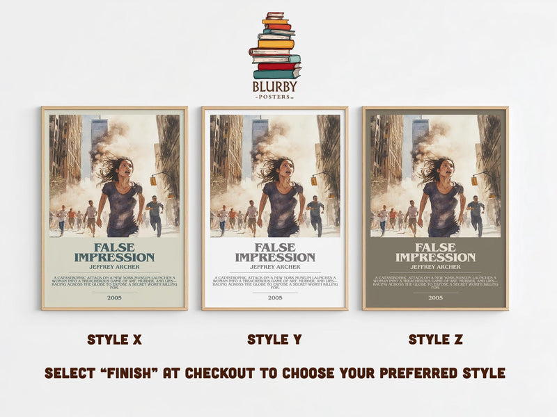 False Impression bookish poster colour and style options – Jeffrey Archer book art