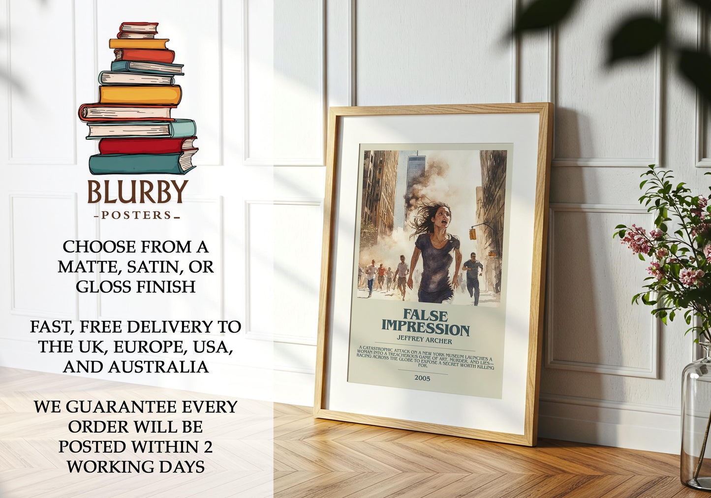 False Impression by Jeffrey Archer | Descriptive Modern Book Art | Poster