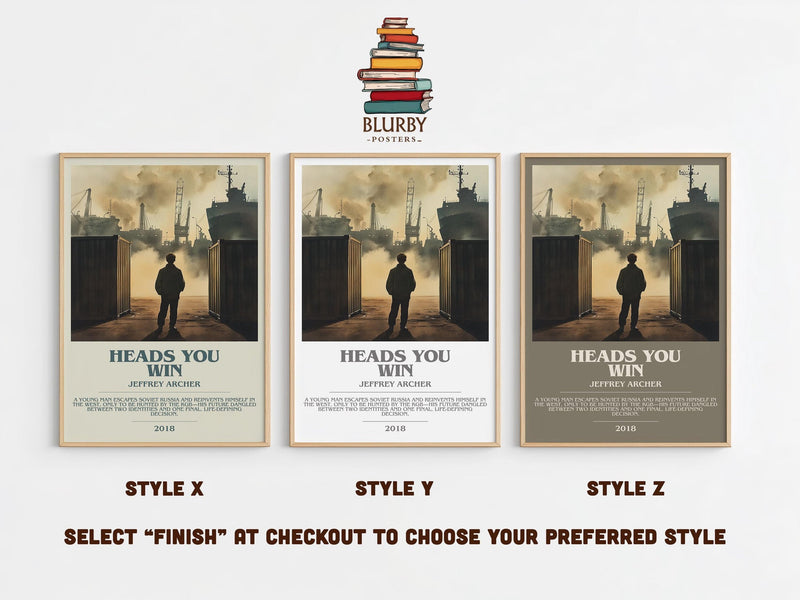 Heads You Win bookish poster colour and style options – Jeffrey Archer book art