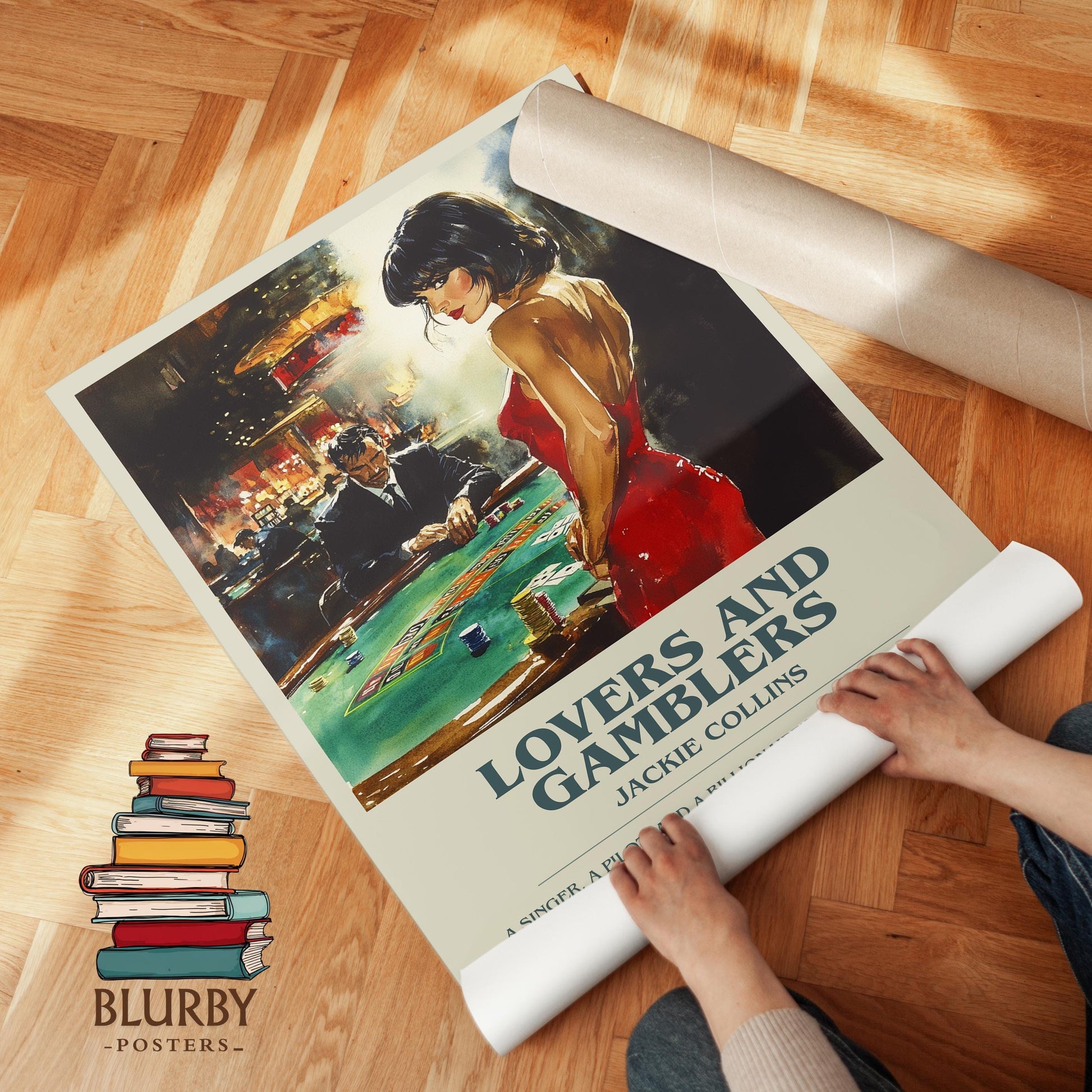 Lovers and Gamblers by Jackie Collins | Descriptive Modern Book Art | Poster
