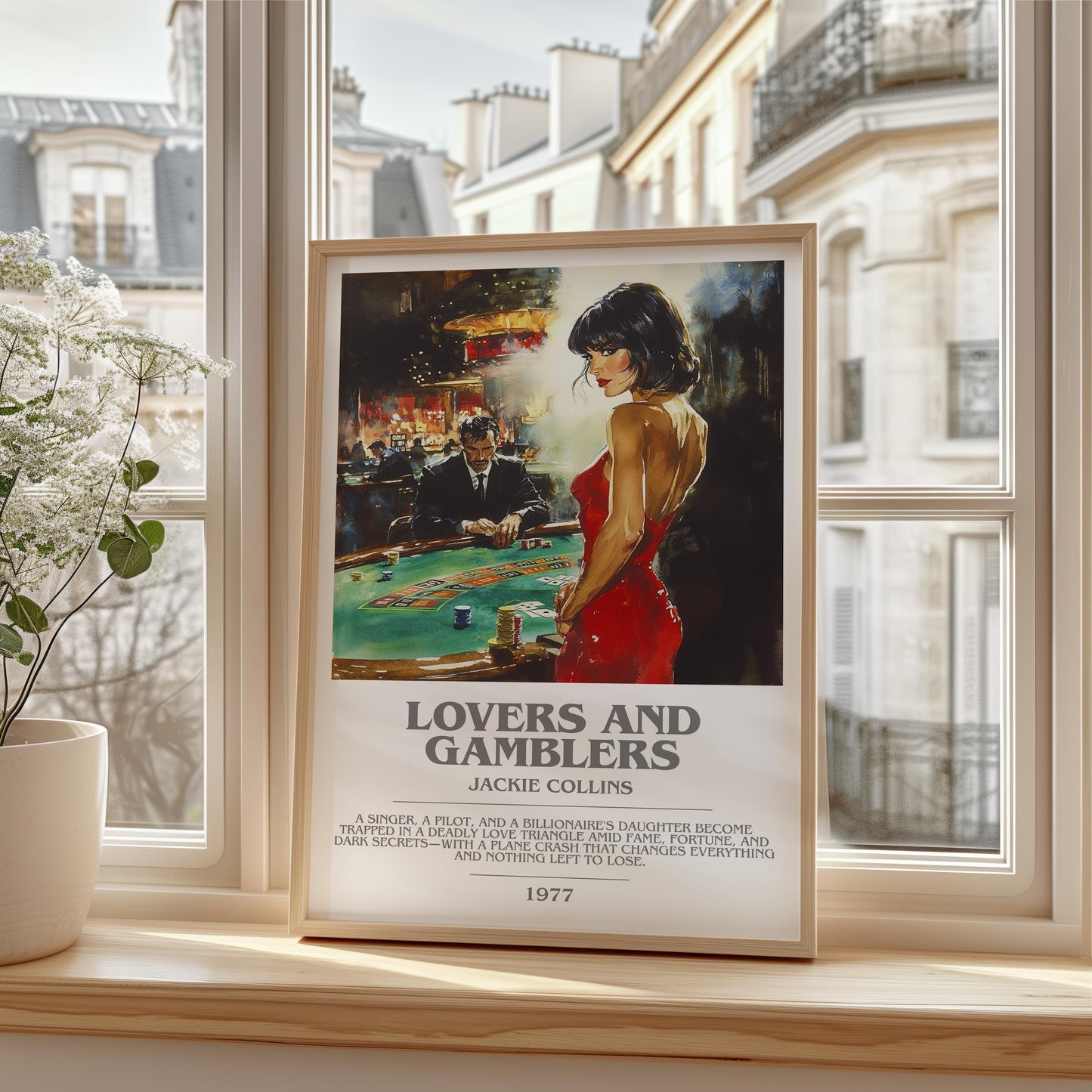 Lovers and Gamblers by Jackie Collins | Descriptive Modern Book Art | Poster