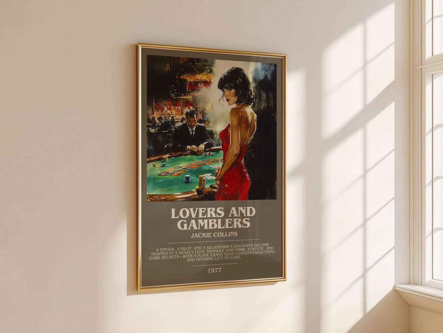 Lovers and Gamblers by Jackie Collins | Descriptive Modern Book Art | Poster
