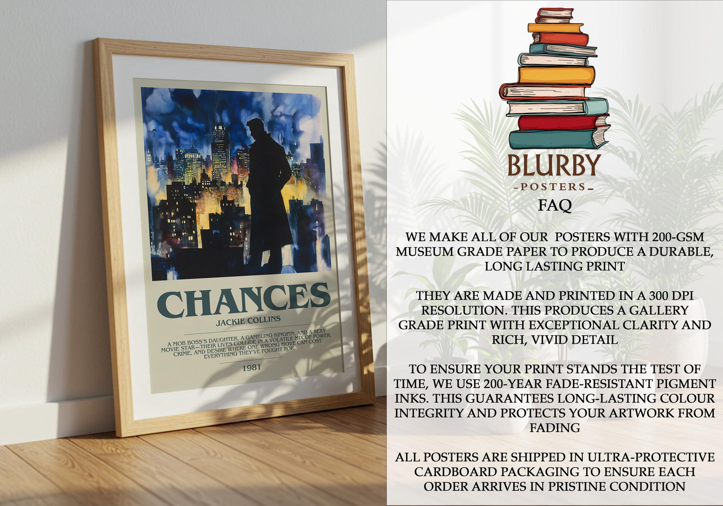 Chances by Jackie Collins | Descriptive Modern Book Art | Poster