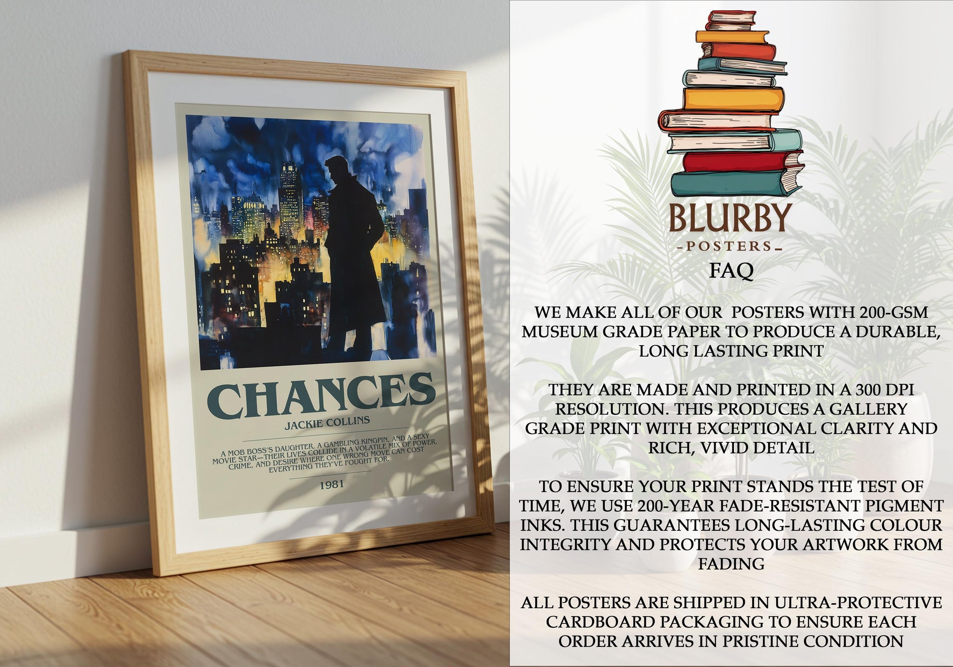 Chances by Jackie Collins | Descriptive Modern Book Art | Poster
