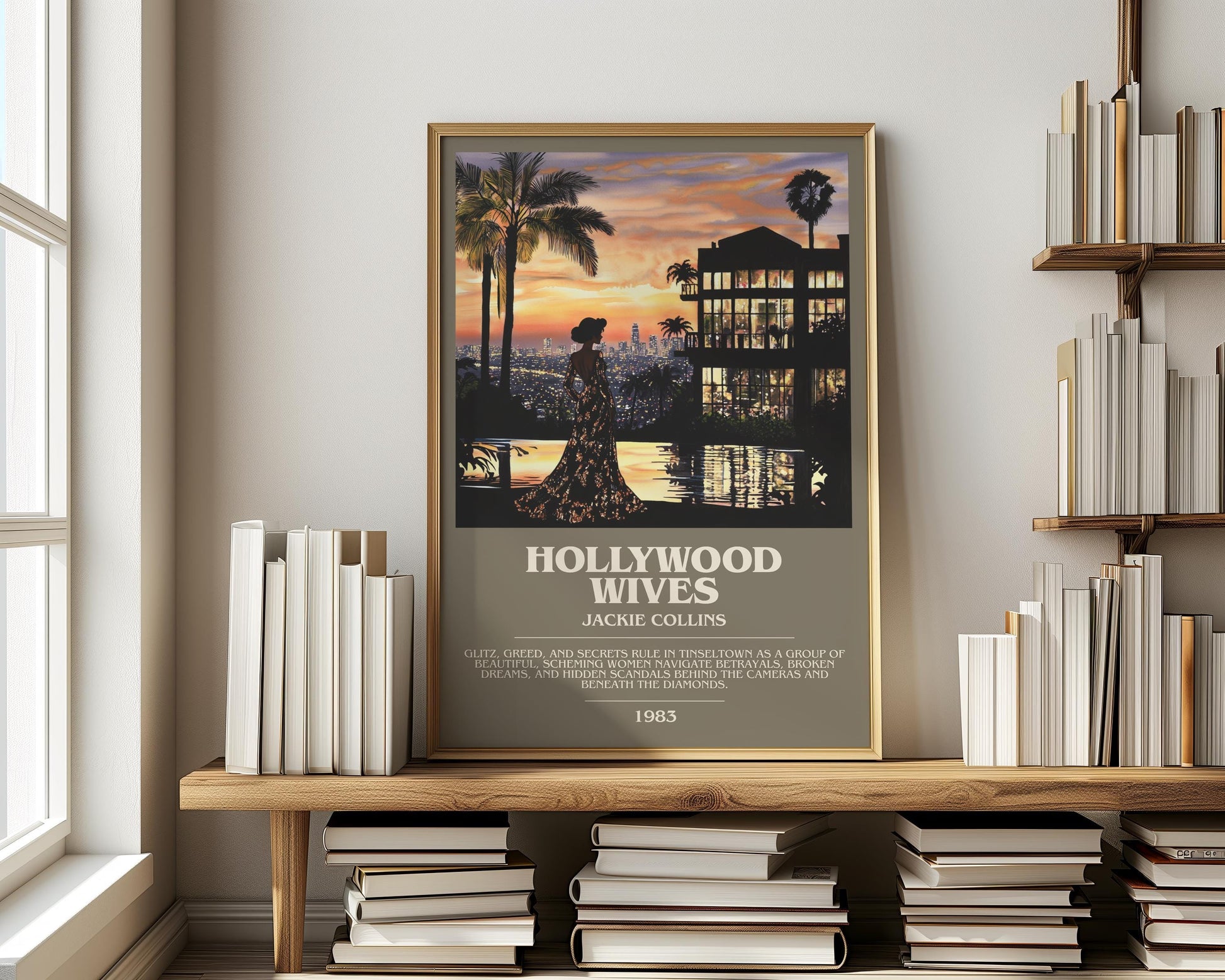 Hollywood Wives by Jackie Collins | Descriptive Modern Book Art | Poster