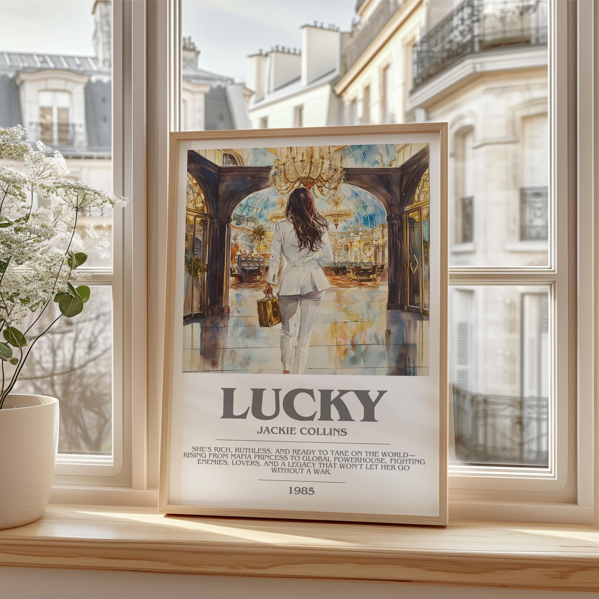 Lucky by Jackie Collins | Descriptive Modern Book Art | Poster